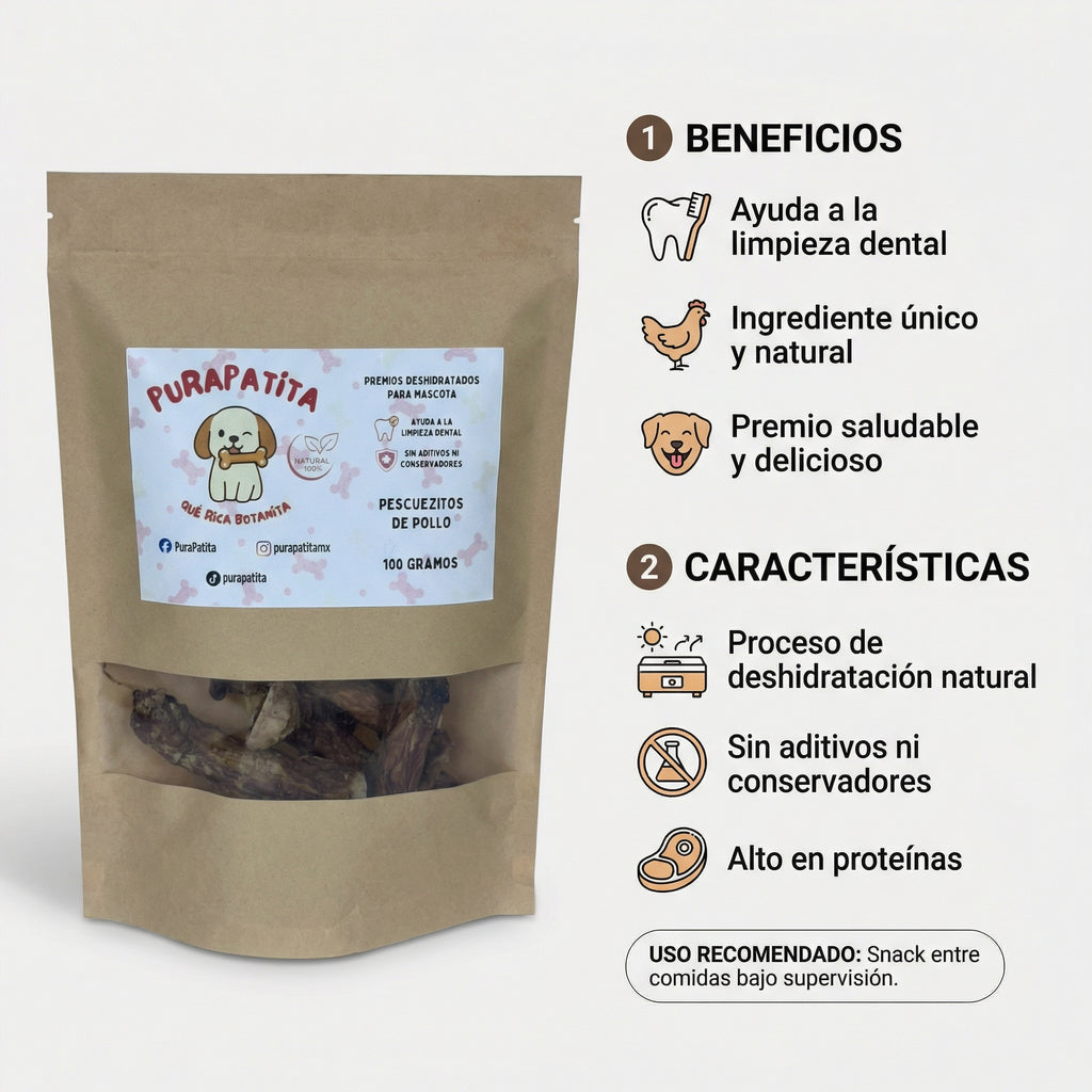 Pescuezitos de pollo deshidratados