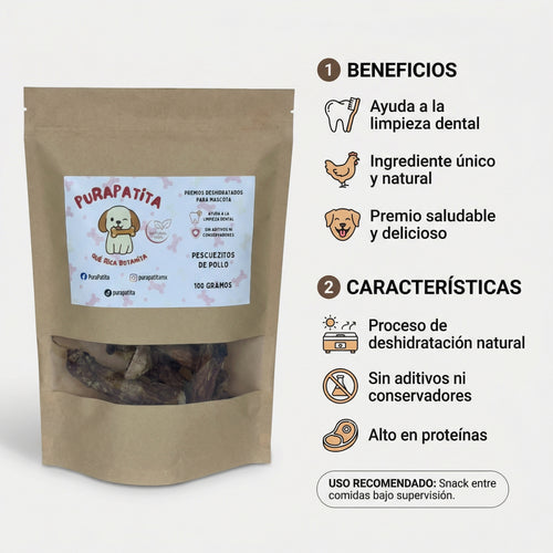 Pescuezitos de pollo deshidratados